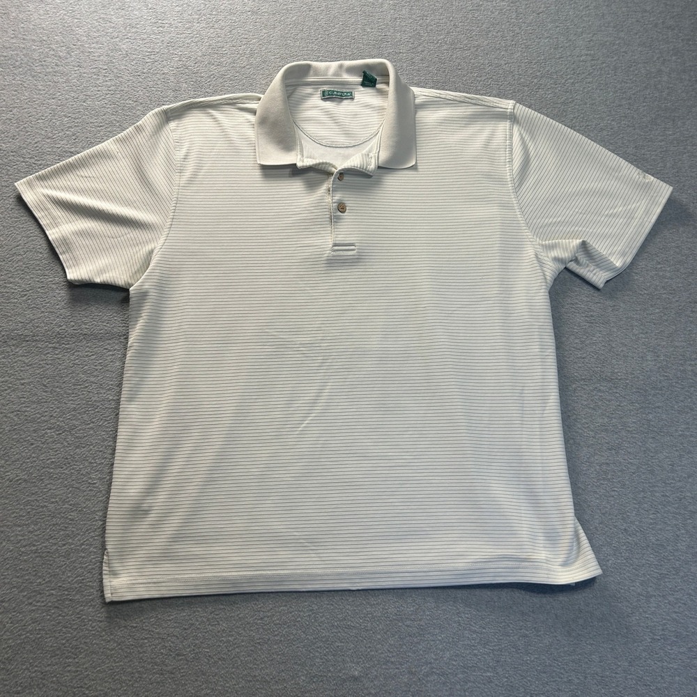 Cubavera Polo Shirt Mens XXL White Textured Stripe Short Sleeve Resort Golf Wear